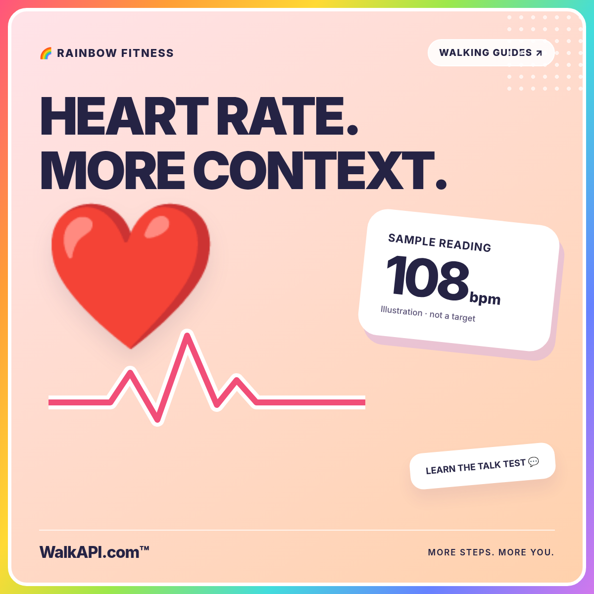 HEART RATE. MORE CONTEXT. — rainbow wearables & health illustration branded WalkAPI.com™